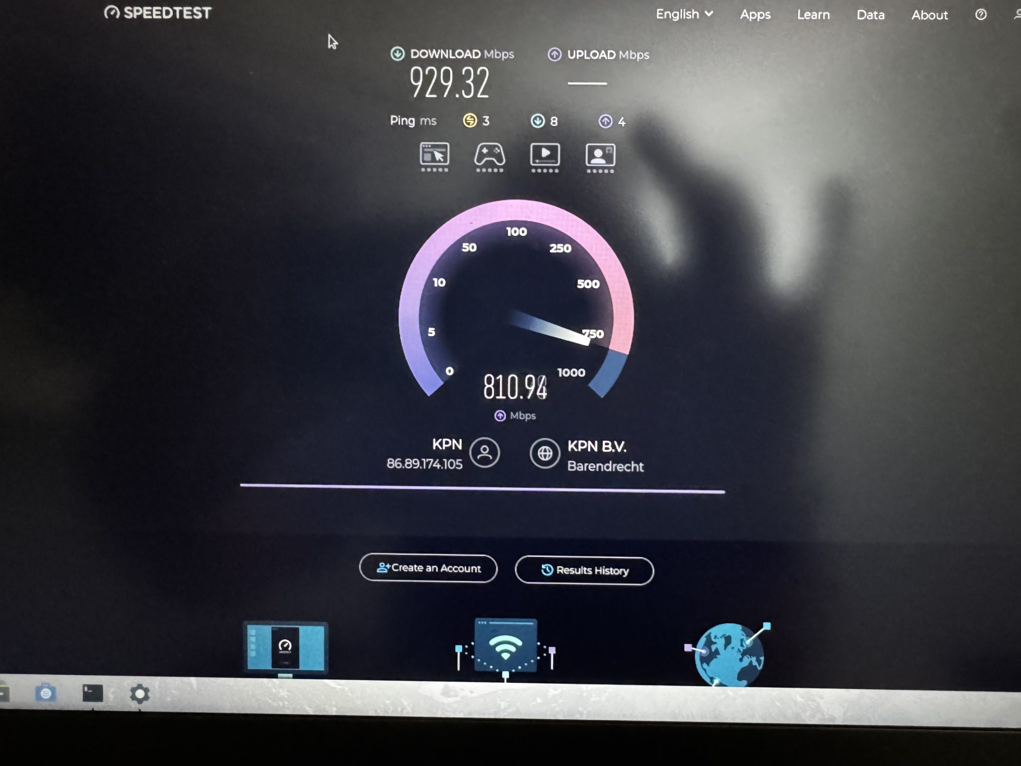 Schermafbeelding van Speedtest.net resultaat