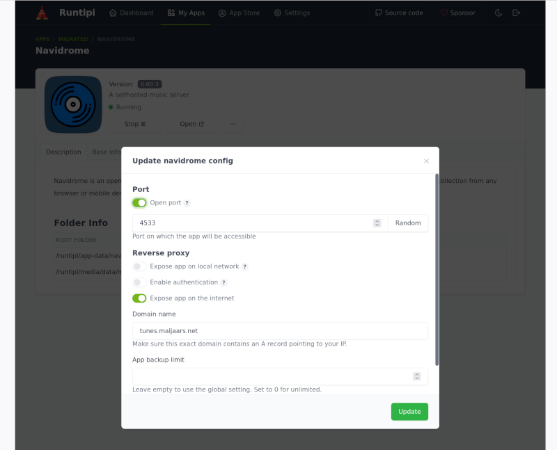 Configureer externe DNS naam voor applicatie