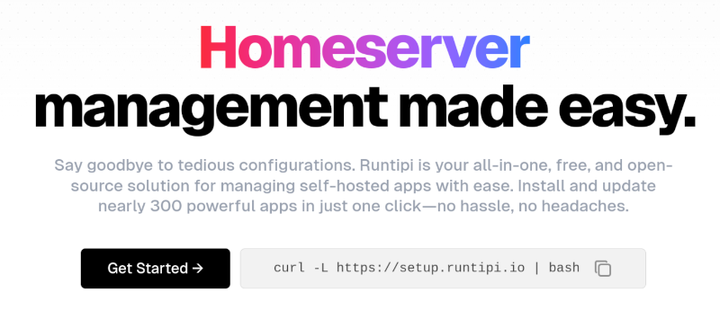 Runtipi installatie instructie