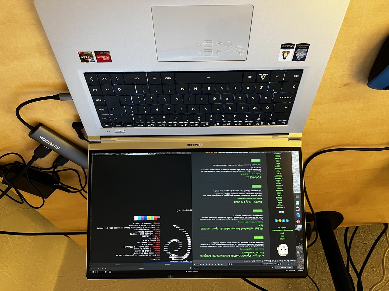 Slimbook running my Debian desktop